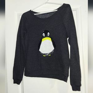 American Eagle Sweater with Sequin Penguin
